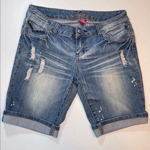 Almost Famous Ripped Jean Bermuda Shorts